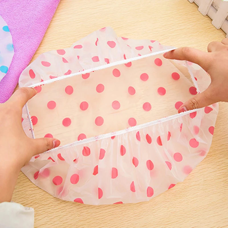 1PC Cute Shower Cap Hat Dot Waterproof Baths Saunas lace elastic Band Spa Women Children Protective Bathroom Products | Дом и сад