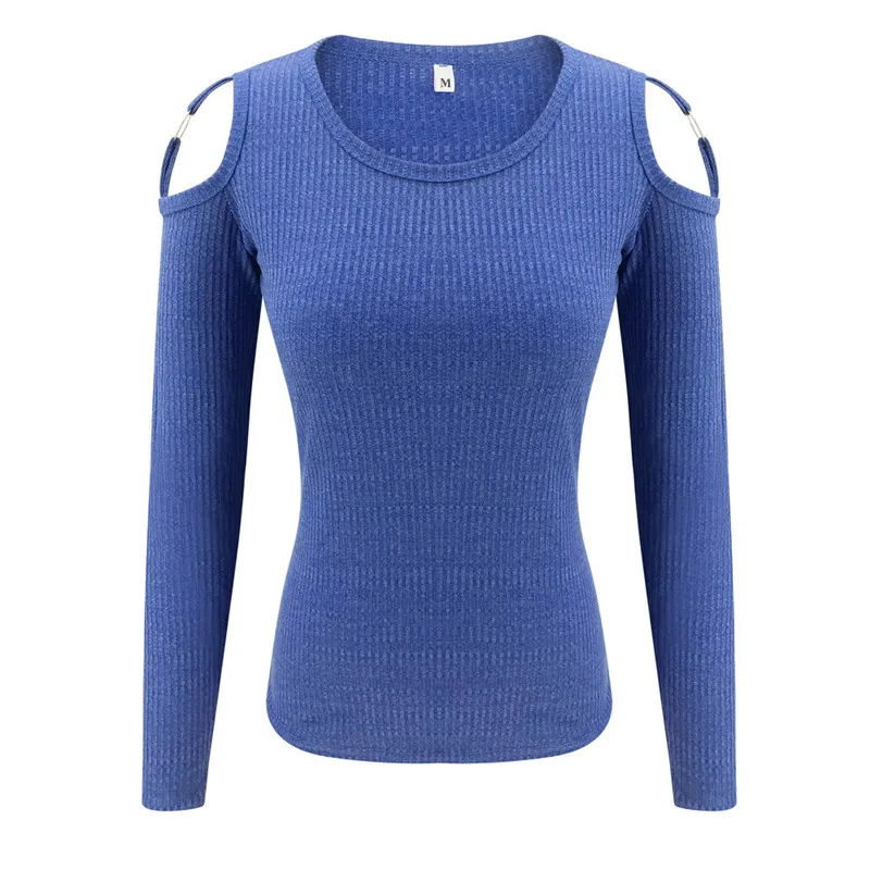 

Women Fashion Long Sleeve T-shirts for Streetwear Patchwork Hollow Out Design Sexy O-neck Solid Ladies Autumn Bodycon Shirts