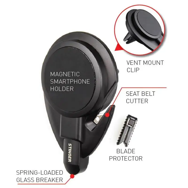 

3 In 1 Automobile Magnetic Mobile Phone Bracket Automobile Emergency Escape Tool Window Breaker Safety Belt Cutting Machine