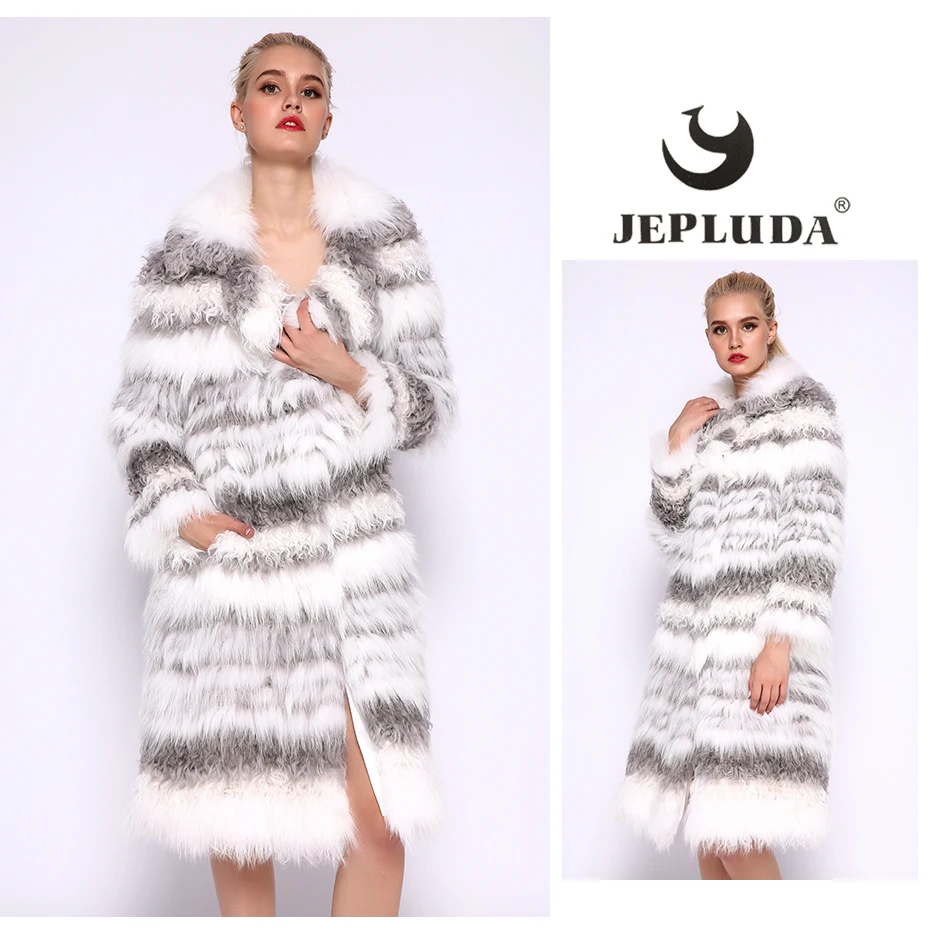 JEPLUD Модная молодежная женская шуба натуральный мех лиса лама Комбинируйте мягкое теплое роскошное женское зимнее пальто меховое овечье пляжное натурального зимняя куртка для женщин длинная курчавая мех шуба лиса