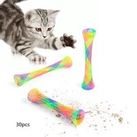 30pieces random color plastic cat toys elastic cat interactive toy funny pet toys rtificial colorful cat teaser toy molar toys