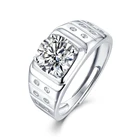 Кольцо мужское из серебра 925 пробы с муассанитом, 2 карата, 8 мм