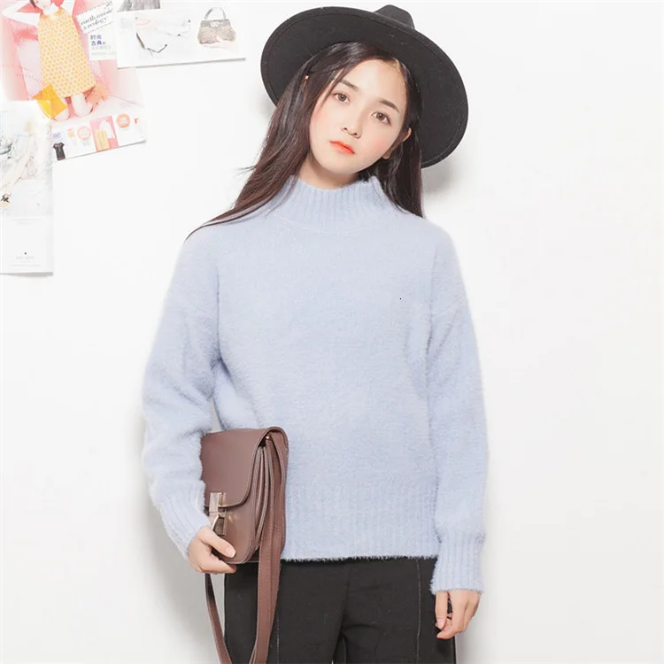 H. SA manteau femme hiver, зимний свитер с высоким воротом, джемперы ярких цветов, синие одноцветные пуловеры, теплый вязаный свитер в Корейском стиле