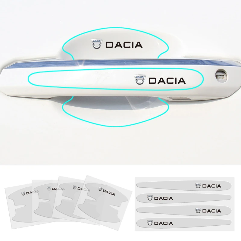 

8pcs Car Door Handle Wrist Stickers Protective Accessories for Dacia Logo Dokker Duster Sandero Lodgy 1310 Renault Logan Stepway