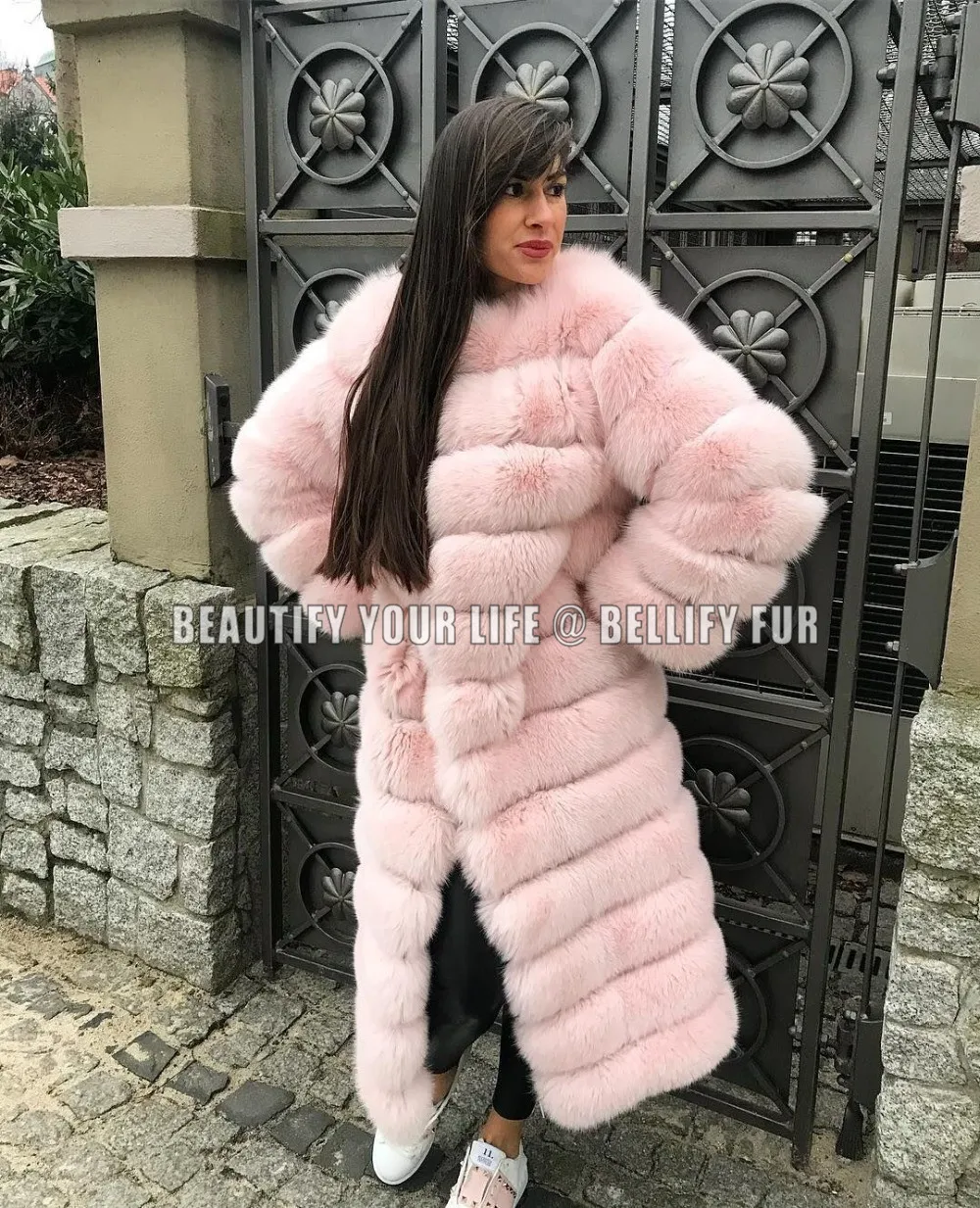 Знаменитостей звезда customied мульти crhistmas цвет Sepcail X-long натуральный Лисий меховые пальто Теплые сказочные меховые тренчи