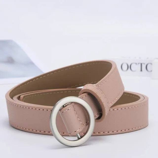 

Circle Pin Buckles Belt female deduction side gold buckle jeans wild belts for women fashion students simple New