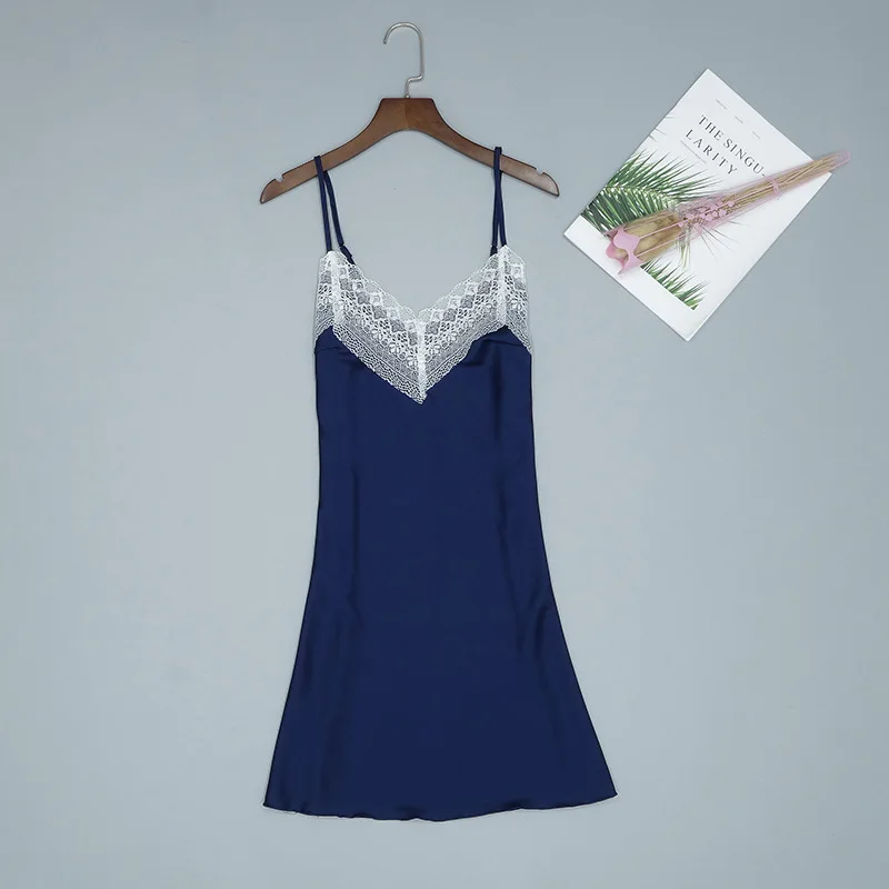 Пикантная Женская шелковая ночная рубашка на бретельках домашняя одежда халат