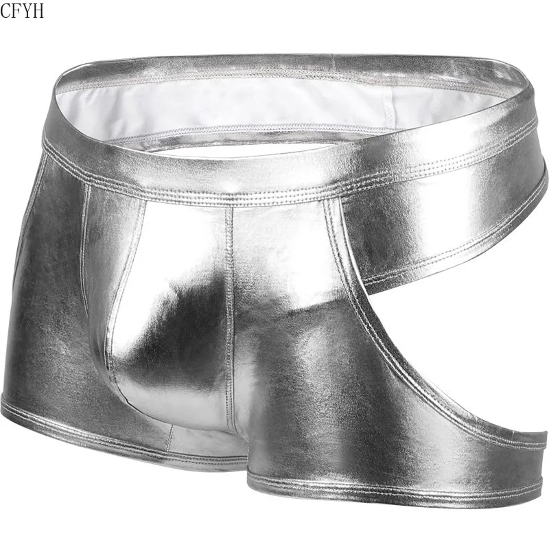 Мужские трусы-боксеры из лакированной кожи сексуальное нижнее белье для ночного