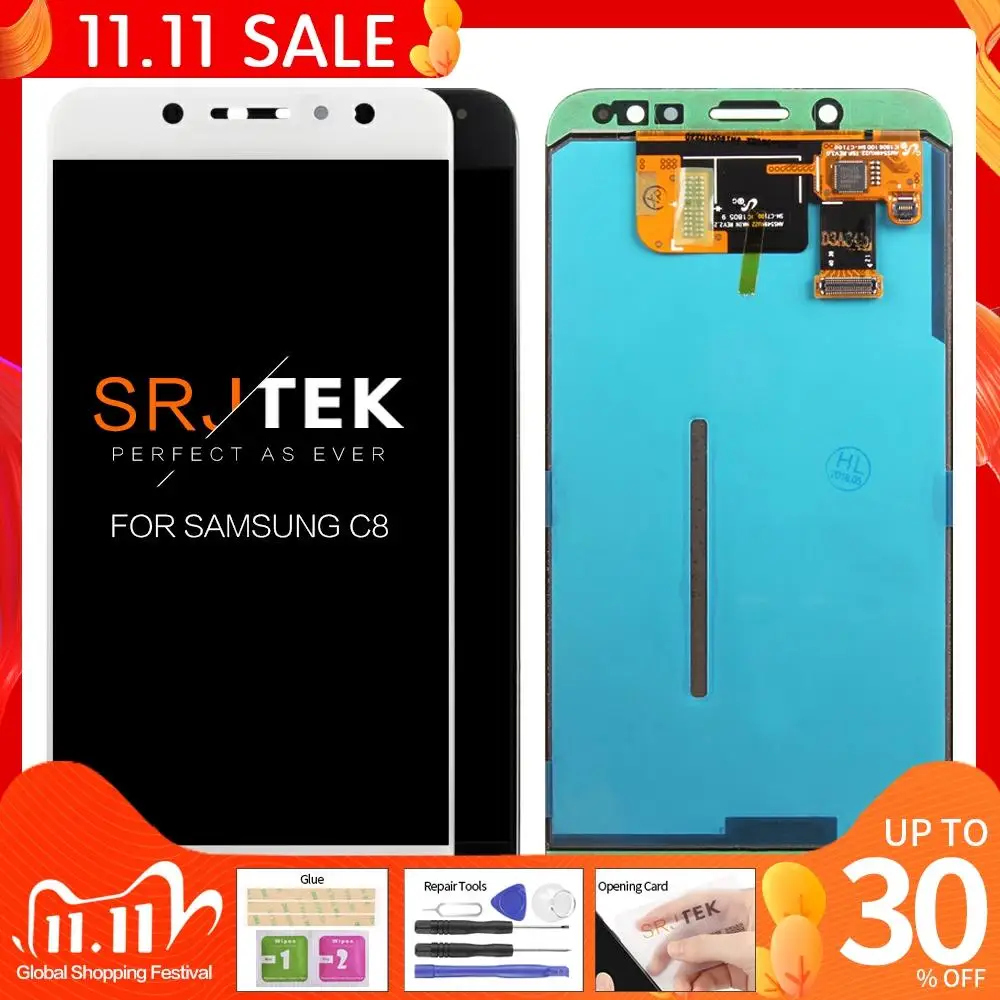 AMOLED ЖК дисплей для SAMSUNG Galaxy C8 сенсорный экран дигитайзер сборка Замена LCD|Экраны