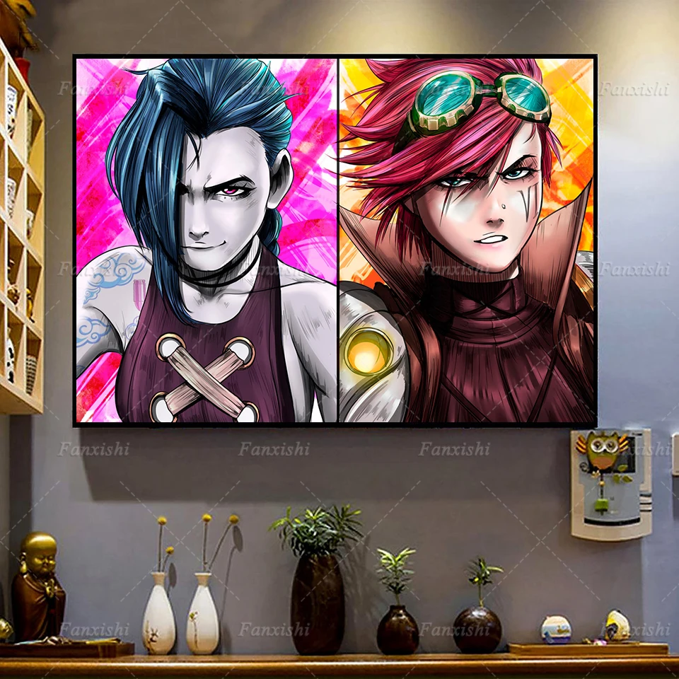 

Arcane Jinx Vi League Of Legends Tv Posters Modern Wall Art Prints Canvas Painting Pictures Home Living Room Decor Boy Girl Gift