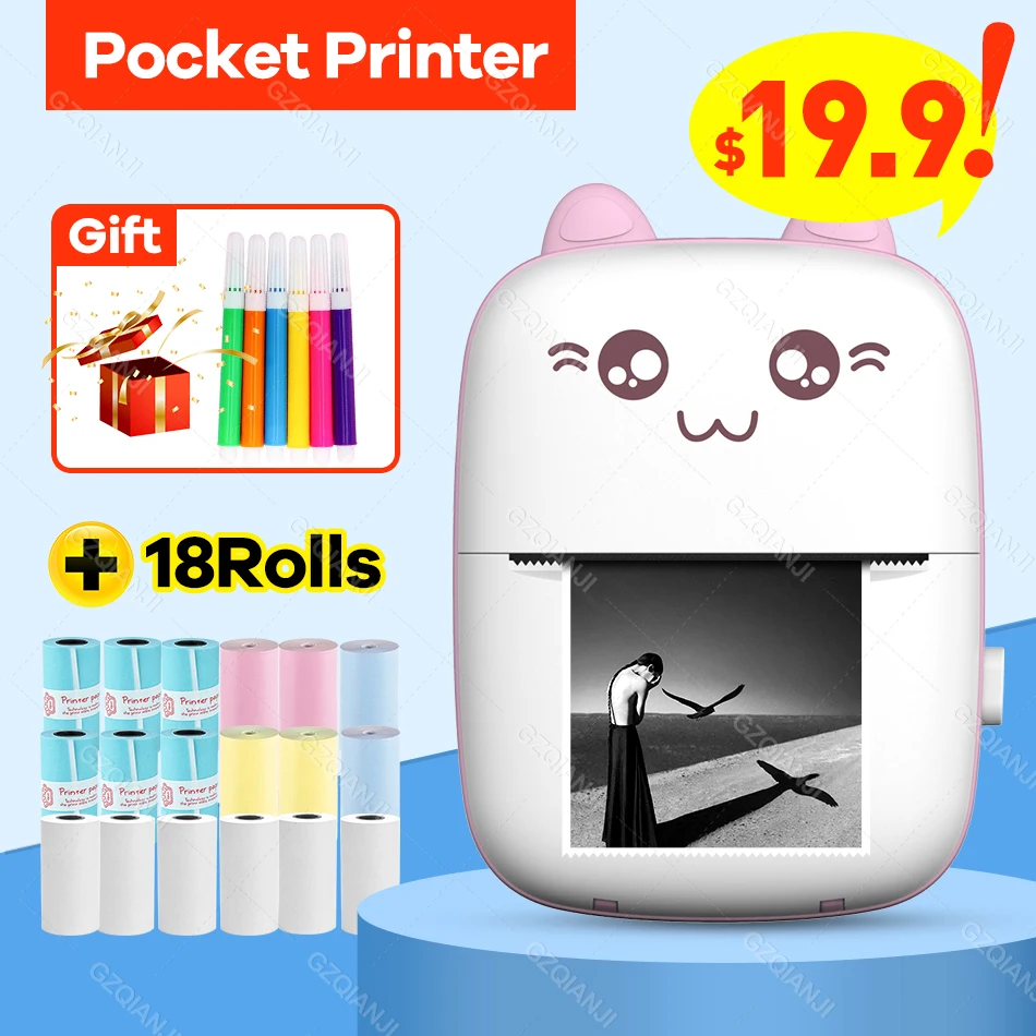 Cheapest Mini Portable Thermal Printer Wireless Bluetooth Android IOS Printers 2 Color Impresora Termica Maker Machine with Pape