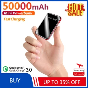 50000mah mini power bank ultra thin portable charger digital display 2usb port fast charging external battery for xiaomi samsung free global shipping
