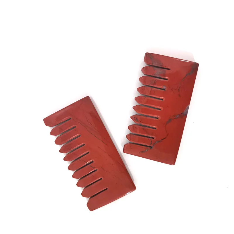 Расчески массажные с натуральной красной яшмой гребень широкими зубьями | Дом и