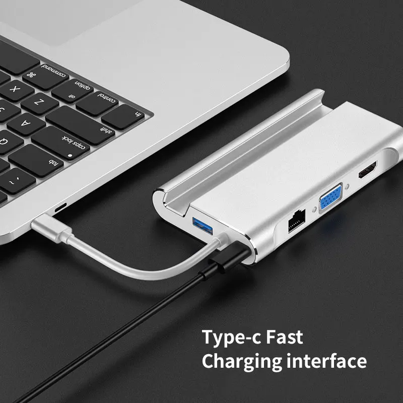USB C концентратор на 4K HDMI LAN Ethernet PD адаптер порта VGA USB3.0 мульти-концентратор для
