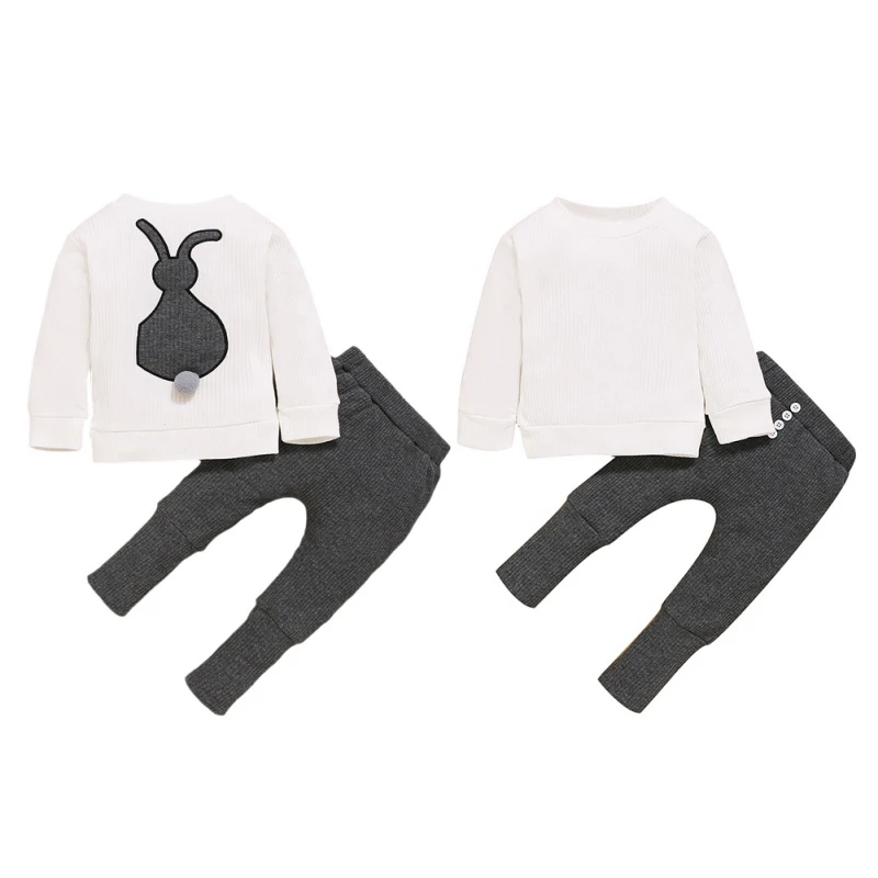 

Autumn Winter 2pcs/set Baby Girls Outfit Sets Infant Long Sleeve Cartoon Blouse+Solid Pants Kids Girls Casual Costume Set