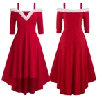 Красные рождественские платья большого размера, женская кофта, винтажное рождественское однотонное платье, женское платье с рукавом до локтя, одежда 202, женское платье