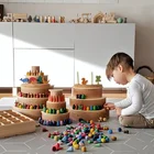 Детские игрушки большой размер Радужный штабелер Деревянные игрушки для детей Обучающие строительные блоки креативная обучающая игрушка Монтессори