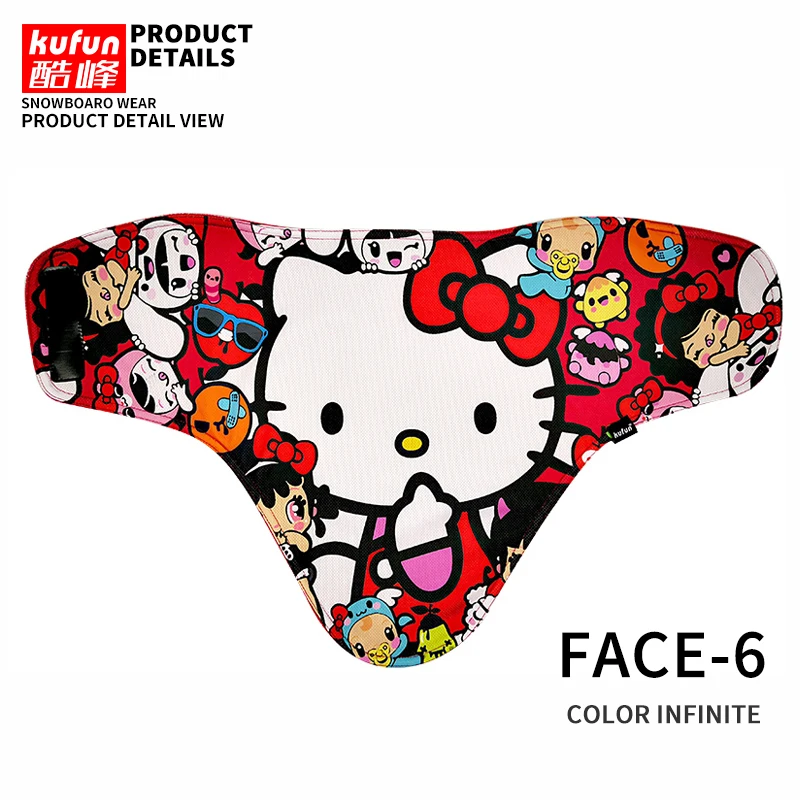 Adult Ski bicycle Face Mask Cycling Winter Warm bike Scarf Protection half Face Mask Snowboard Hood Balaclavas mens kids women - Цвет: Adult 6 kitty