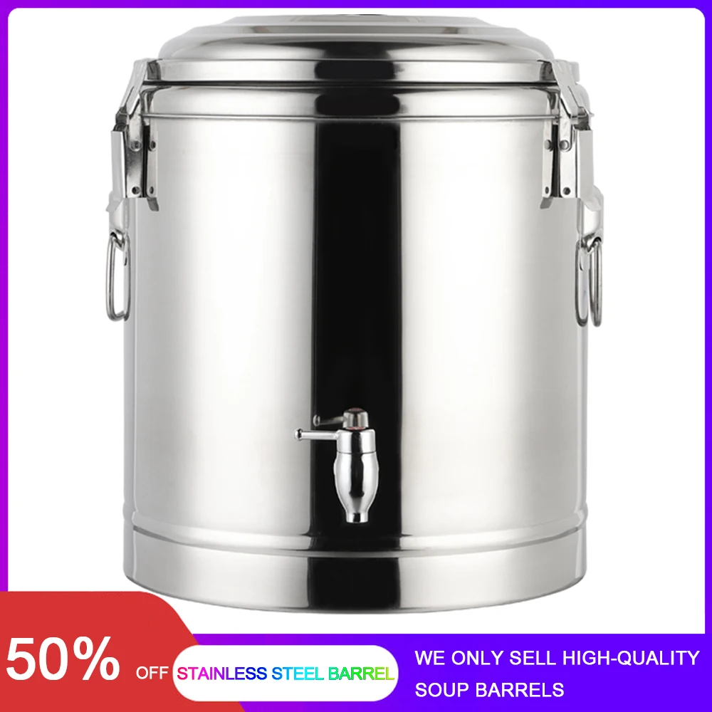 

Stainless Steel Insulated Barrel Soup Pot Bucket Kitchen Cookware Hotel School Chef Heat Insulation Stew Pot With Faucet Pots