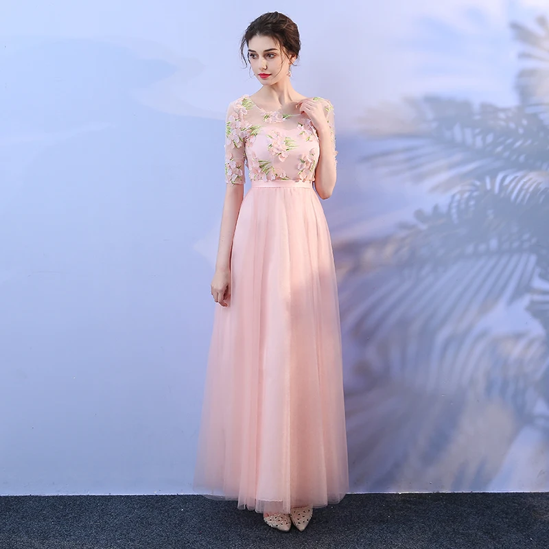 Женское платье подружки невесты розовое большого размера элегантное для свадьбы