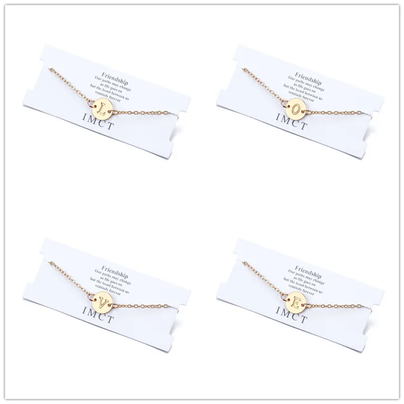 Модный золотистый браслет с буквами инициала и для женщин именные браслеты