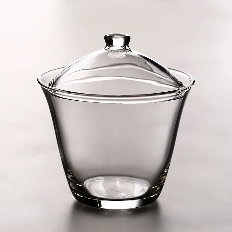 

Thickened glass bowl, large hand-made three-cup bowl teacup, kung fu tea cup