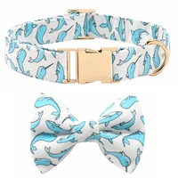 personalized dog collar bowknot belt set medium dolphin velvet belt size dog collar customized pet dog id