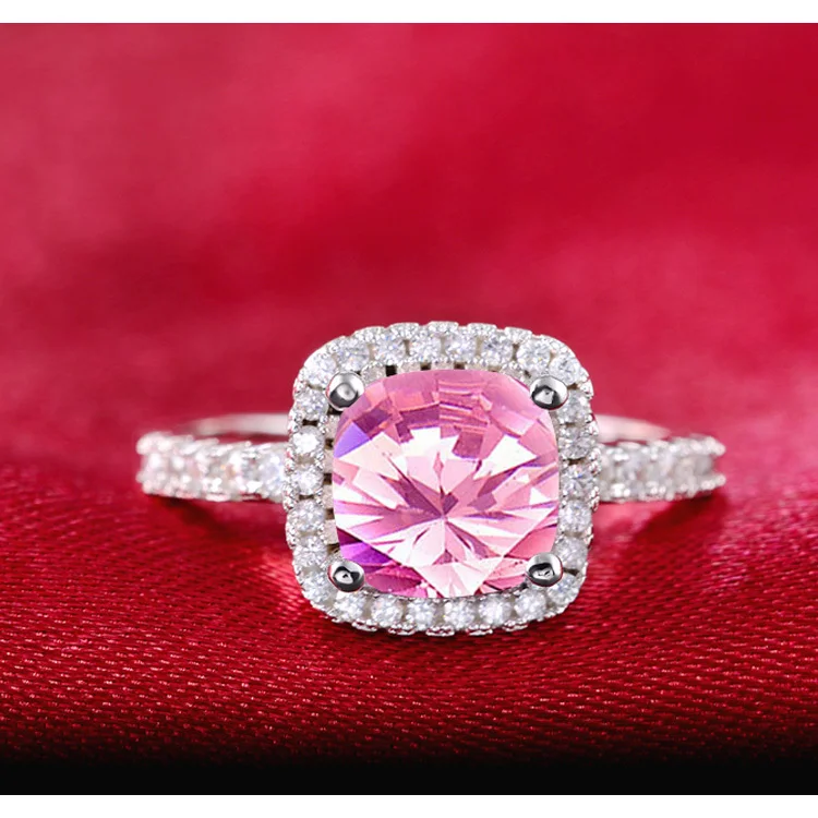 925 пробы серебряные обручальные кольца для помолвки, розовые, синие, для женщин, золотые,, ювелирные изделия на палец, Одноцветный дизайн, R820