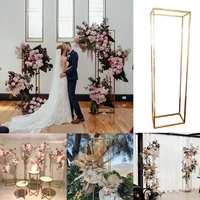2 3pcs outdoor lawn metal floral stand flower arch wedding birthday backdrops tall rectangle column frame geometric display rack