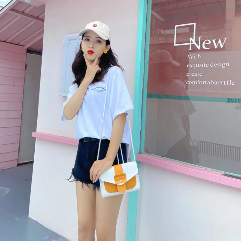

Girls Luxury Pu Small Square Bag Summer Simple Fashion Wild Crossbody Shoulder Bags for Women New 2021