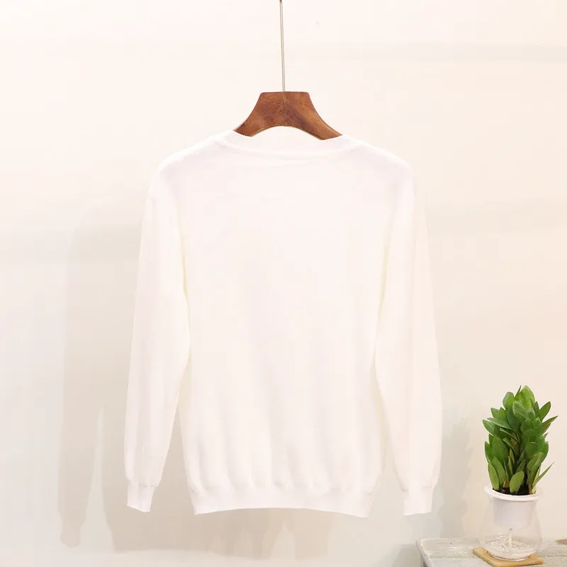 Женский джемпер с блестками свободный трикотажный длинными рукавами и круглым