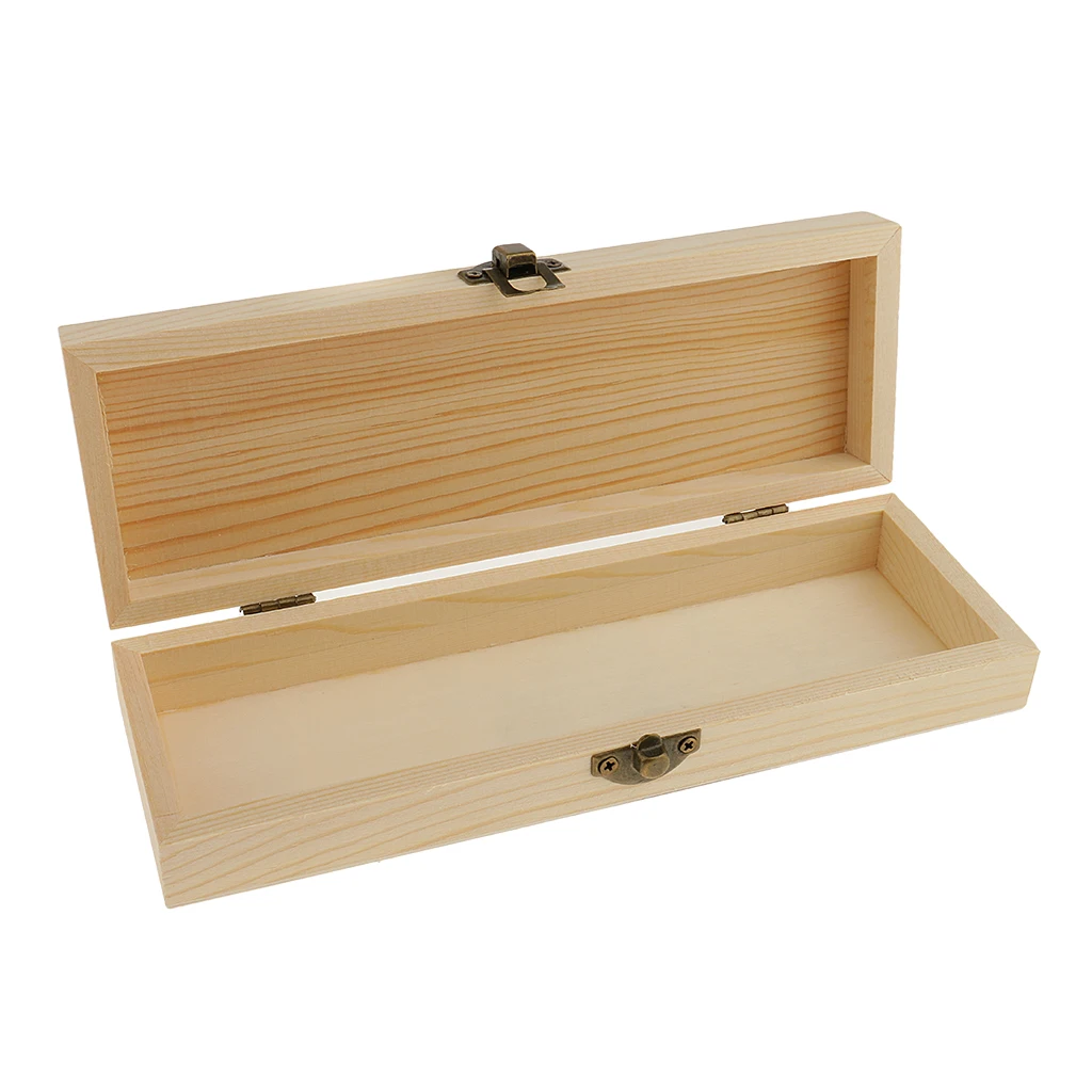 Blank Rectangle Unfinished Wooden Jewelry Gift Box for DIY Craft Supplies | Wood Crafts