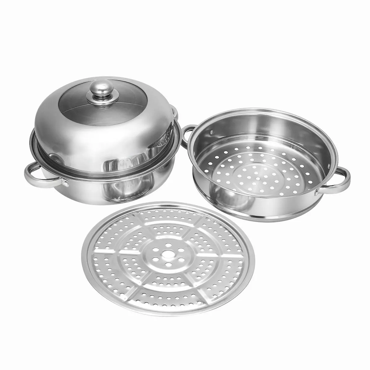 

2/3 Tier Thick Steamer Steam Pot Boiler Stainless Steel Multipurpose Cookware Cooker Pots for Induction