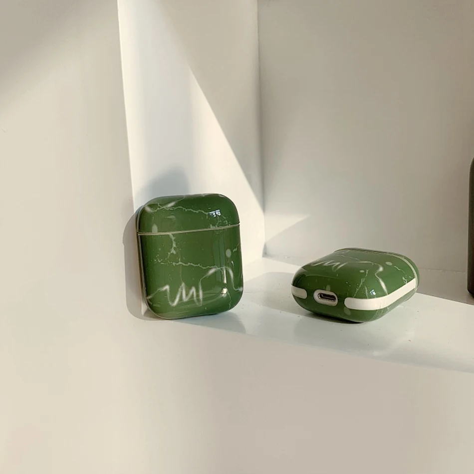 Чехол для наушников для Airpods 2 Чехол, роскошный мраморный чехол для наушников с авокадо для Apple Air Pods, защитный чехол для наушников, аксессуары