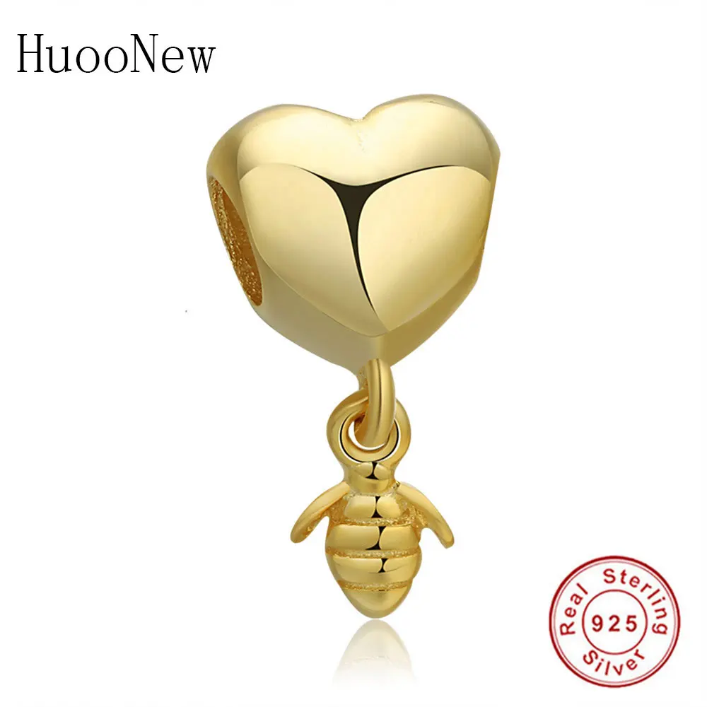 Подходящий оригинальный Шарм браслет Золотая маленькая пчелка Оригинальное