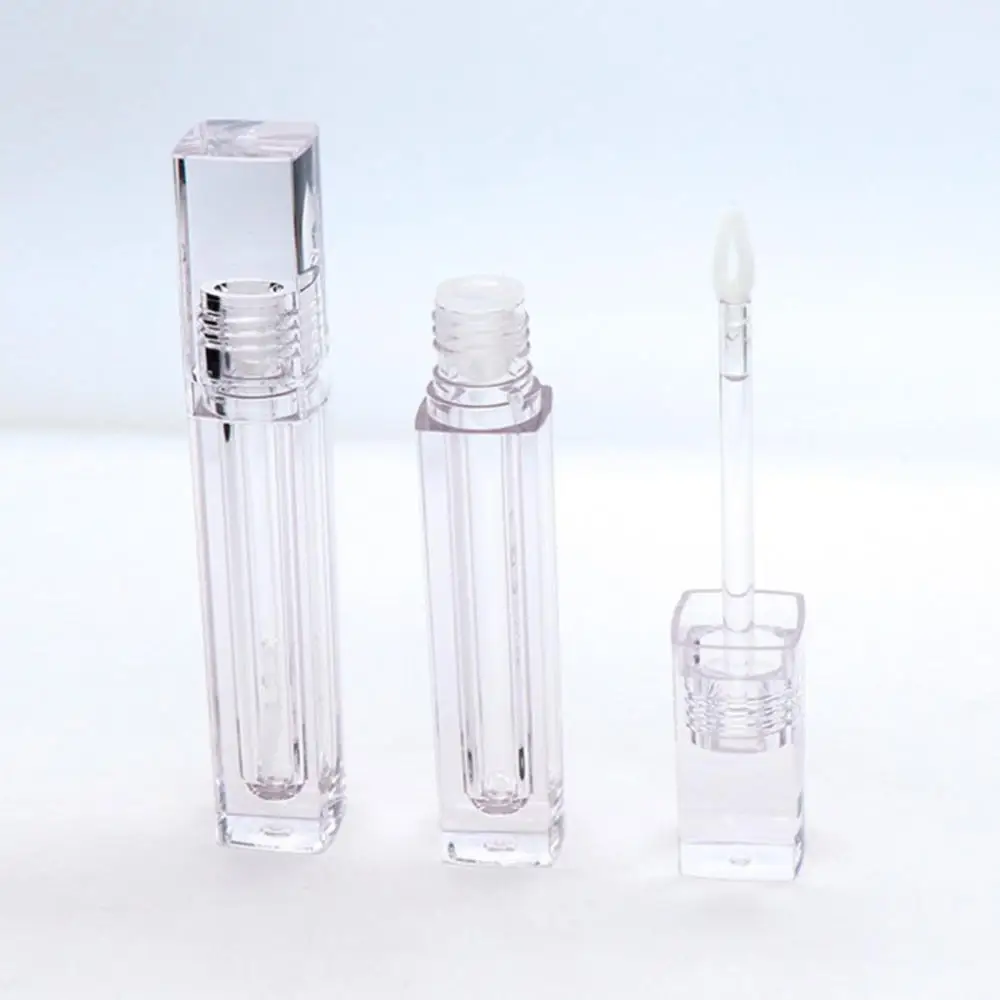 

5.5ml Square Lip Gloss Tube With Wand Applicator Empty Refillable Plastic Lipstick Lip Balm Bottles Vials DIY Container