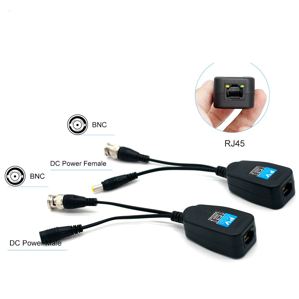 5 пара/лот 8MP видео Balun Пассивный RJ45 трансивер CCTV источник питания постоянного