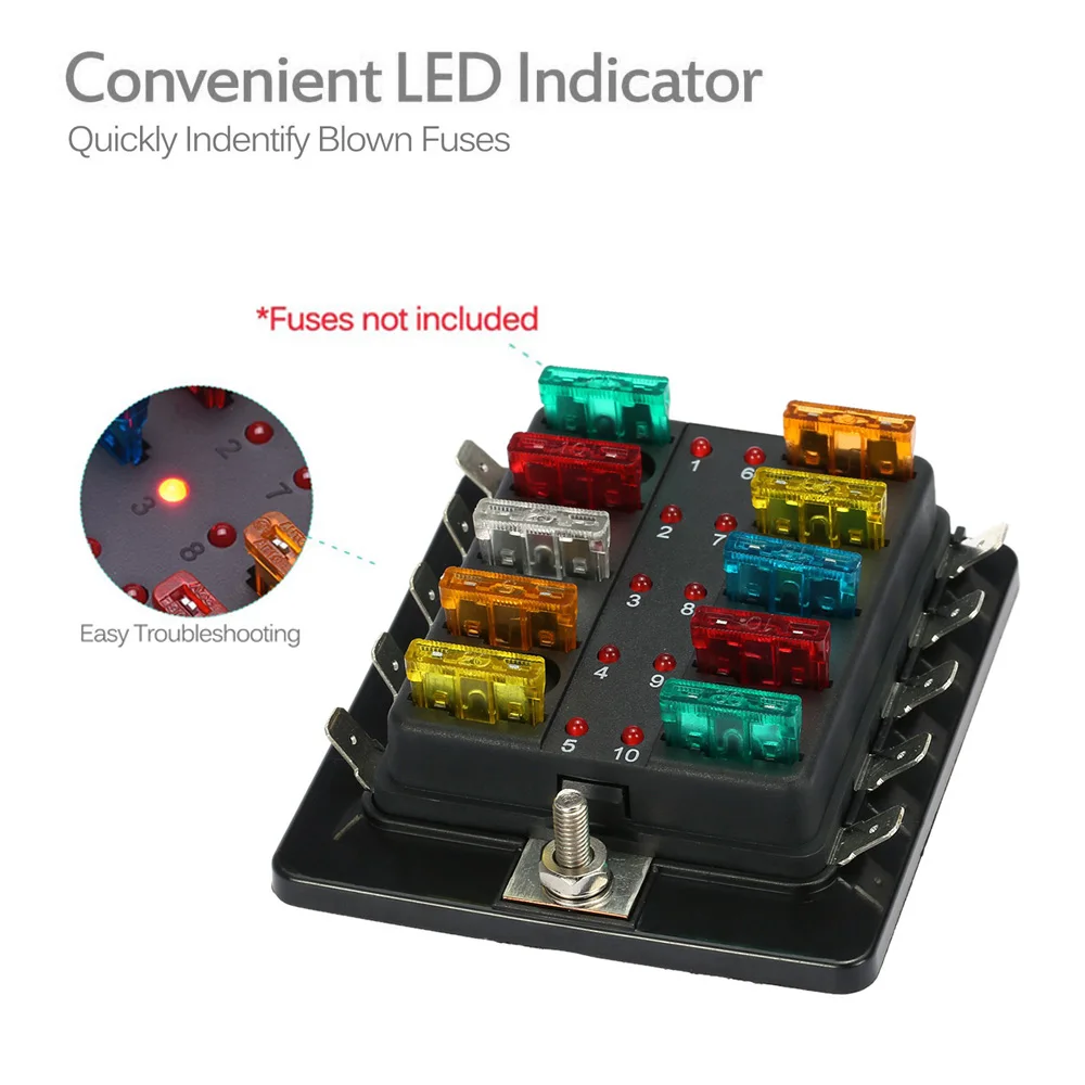 Блок предохранителей со светодиодной лампой для автомобиля лодки | Автомобили и