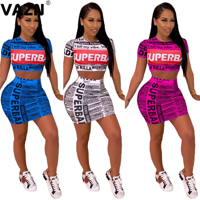Новое поступление 2019 летняя пикантная Женская одежда с принтом газет VAZN длинный