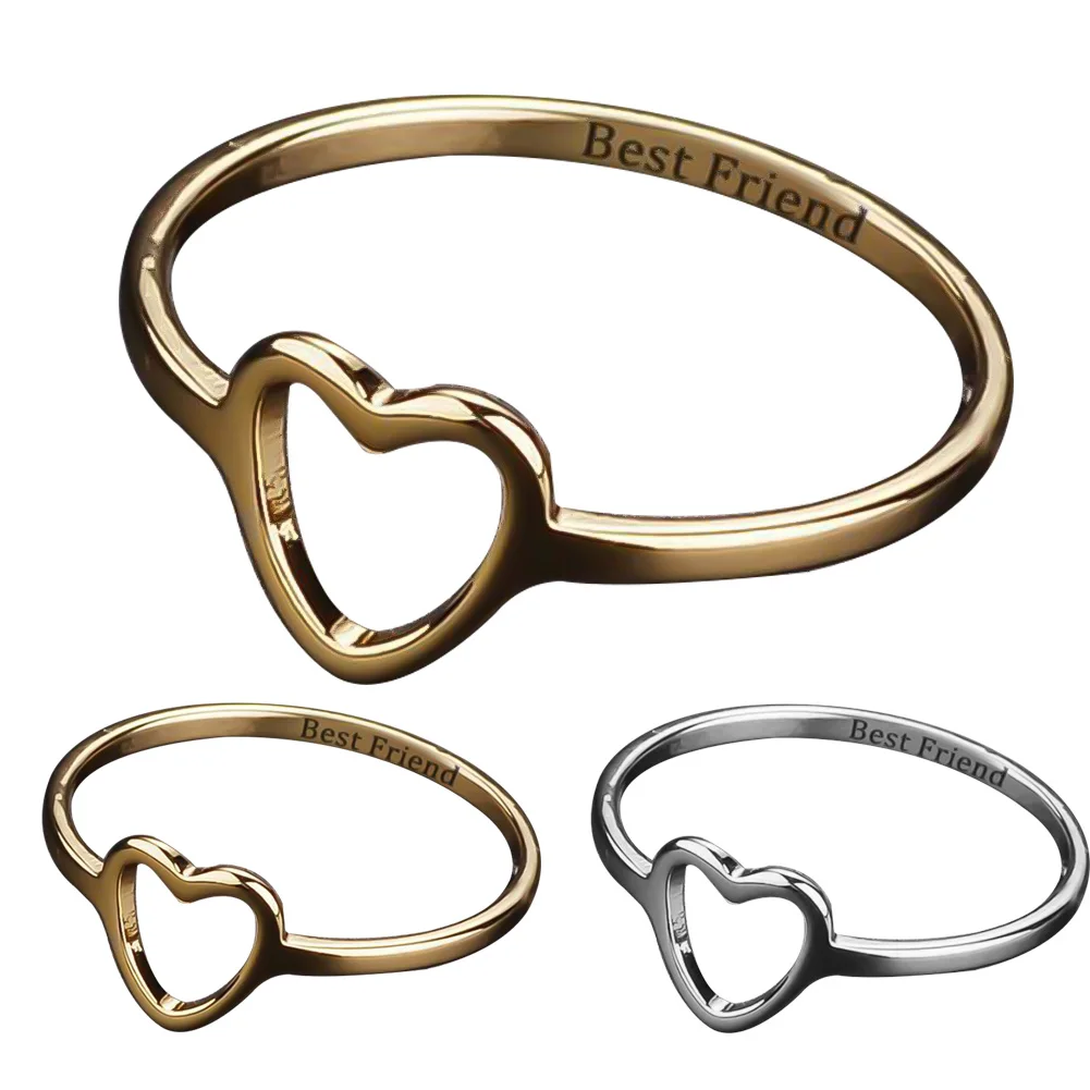 Простое женское кольцо из нержавеющей стали на палец С Вырезанным сердцем и