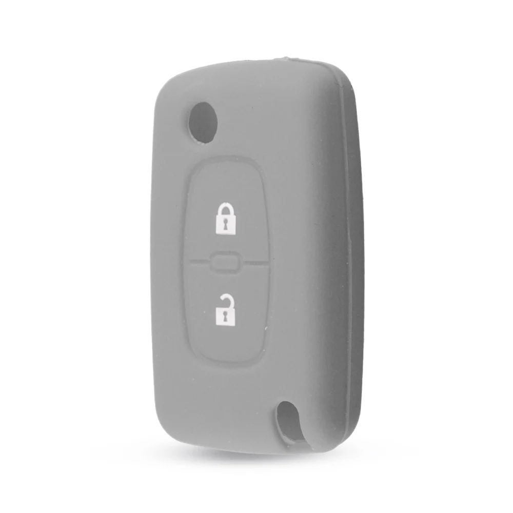 grey KEYYOU 2 кнопки силиконовый пульт дистанционного ключа чехол КРЫШКА ДЛЯ peugeot 206 207 307 308 407 607 для Citroen C3 C4 C4L C5 C6 Автомобильный держатель для ключей - Количество кнопок: grey