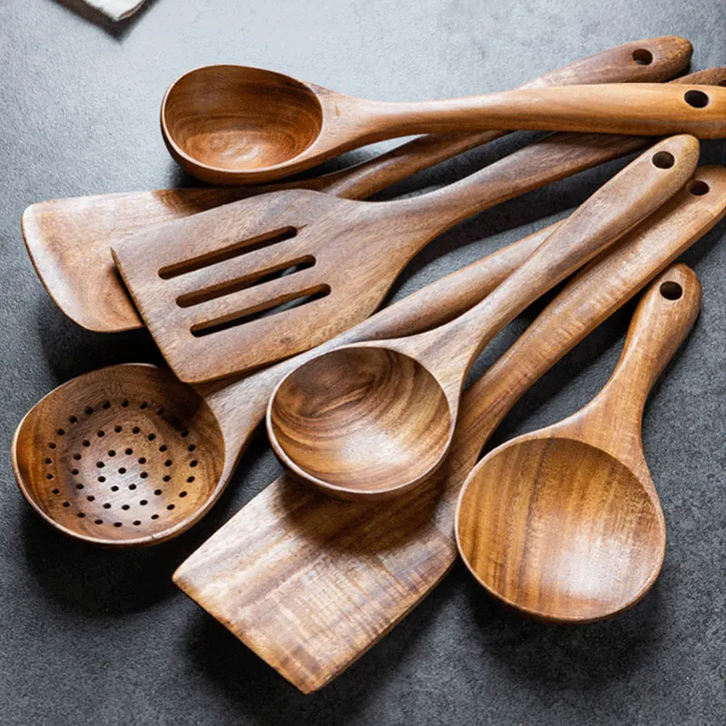 4 шт./7 шт. столовая ложка из Натурального Тикового Дерева с утечкой Специальная