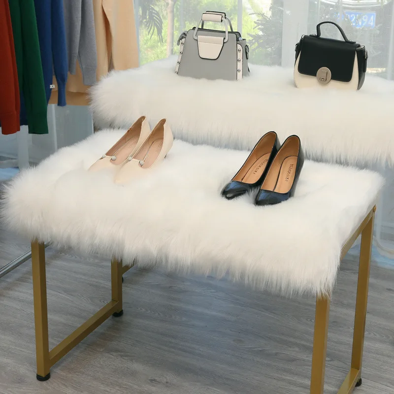 Белый плюшевый ковер украшение для магазина одежды окна скатерть ткань