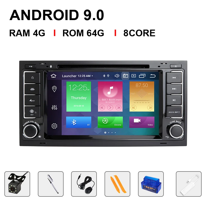 64ROM Carplay OBDCam 8 ядро ips DSP 4 Гб 64 Гб 2 Din Android 9,0 Автомобильный DVD плеер для VW/Volkswagen Touareg/транспортер T5 2004-2011 Мультимедиа gps радио - Цвет: 64ROM Carplay OBDCam
