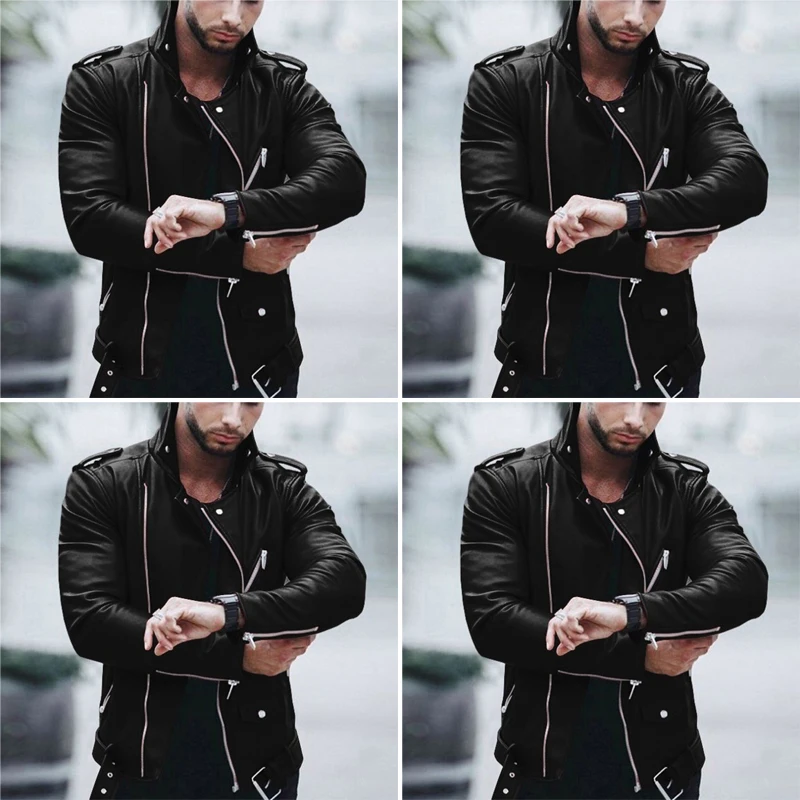 Мужские куртки модное повседневное короткое пальто с отворотом длинным рукавом
