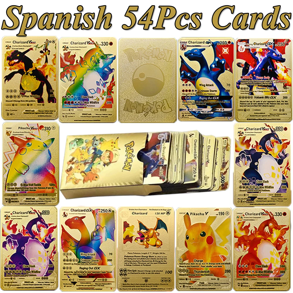 27-54pcs/set Pokemon Cards Gold Vmax GX Energy Card Charizard Pikachu Rare Collection Trainer English/Spansih Pokemen | Игрушки и хобби