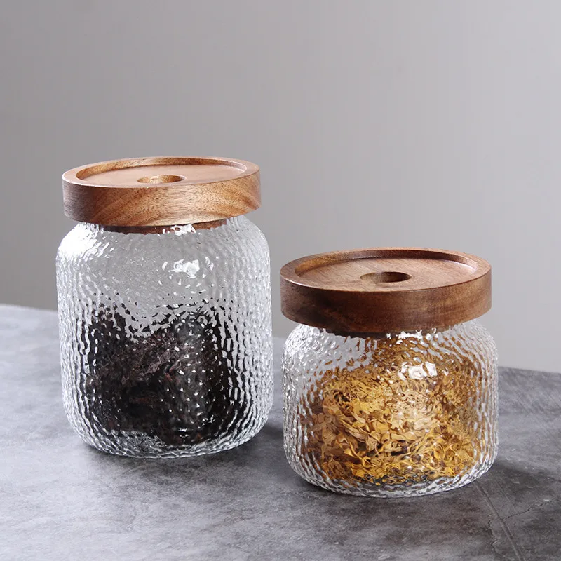 Hammer Grain Glass Jar - 500Ml -1Pcs