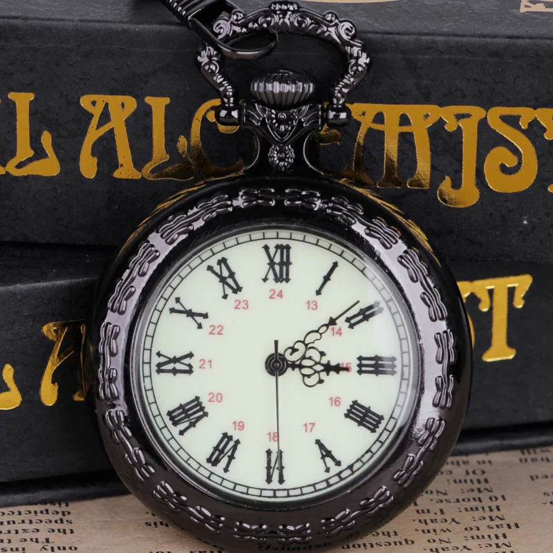 

Roman Number Display White Dial Quartz Pocket Watch Necklace Pendant Clocks with Chain Gifts