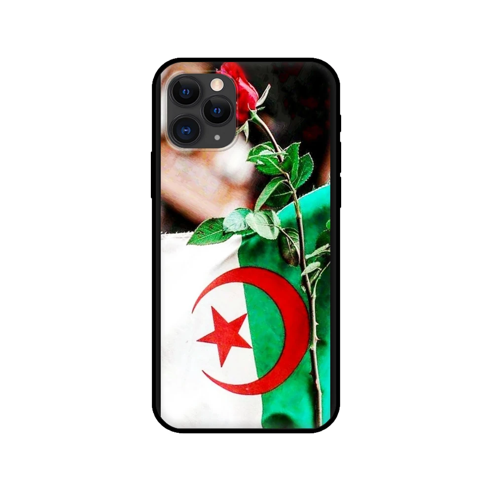 black tpu case for iphone 5 5s se 2020 6 6s 7 8 plus x 10 xr xs 11 12 mini pro max back cover algeria flag free global shipping