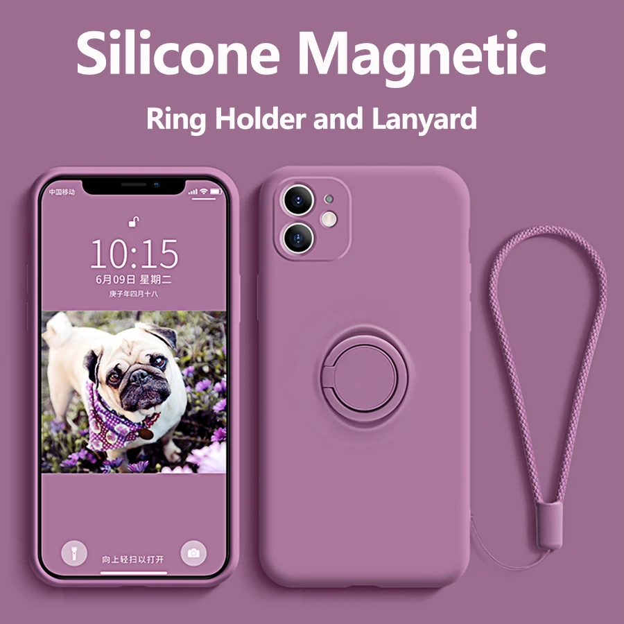 Чехол для iPhone 12 Pro Max XR X XS 8 Plus SE 2020 силиконовый с кольцом-держателем | Мобильные